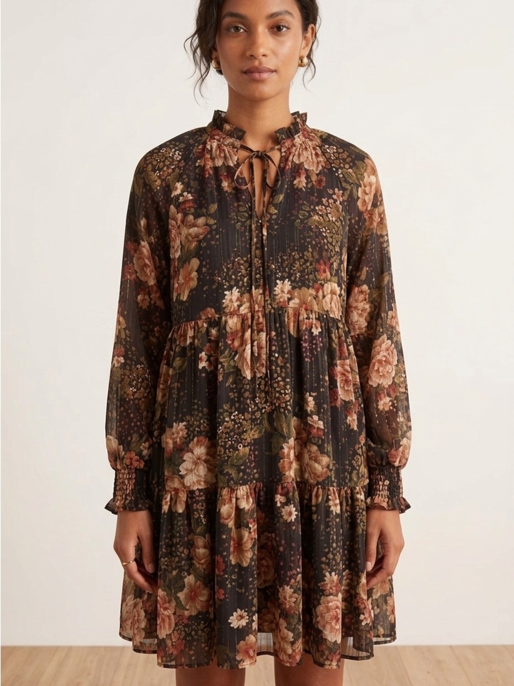 Ronni Nicole Indie Bohemian Renisdance Chiffon V-Neck Tie Lined A-Line 4 Women